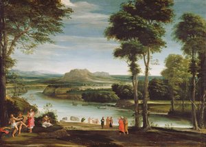 Landscape with St. John Baptising by Domenichino